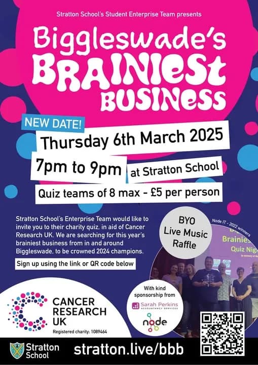 Biggleswade's Brainiest Business - New Date for the Diaries